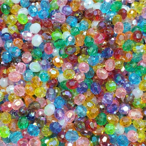 10-50gam hạt nhựa góc 8mm màu ánh cừ có lỗ xỏ làm vòng hạt , túi xách,trang trí