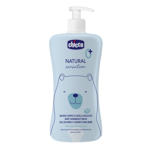 Sữa tắm gội chiết xuất Lô hội & Cúc la mã  Chicco Natural Sensation 0M+ 500ml