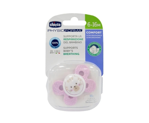 Ty ngậm silicon Chicco physio comfort màu hồng 6M+