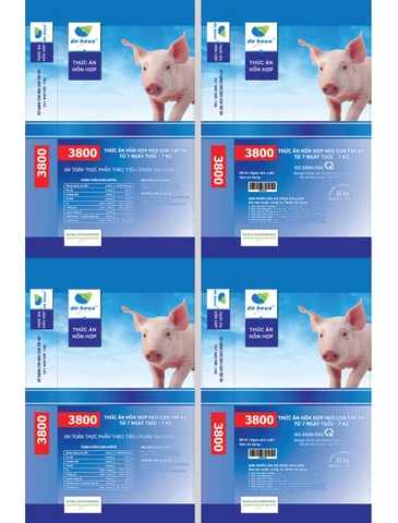 Bao bì thức ăn hỗn hợp heo con 3800