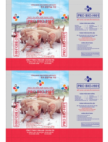 Bao bì thức ăn hỗn hợp dạng viên cho heo Pro Bio - H01