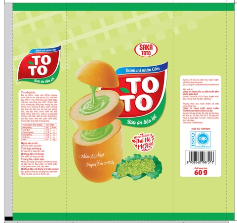 CUỘN MÀNG BÁNH MÌ TOTO NHÂN CỐM