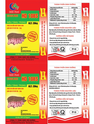 Bao bì thức ăn hỗn hợp siêu tăng trọng HD 108S