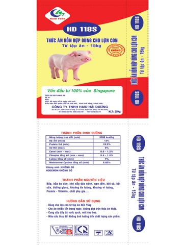Bao bì thức ăn đậm đặc dùng cho lợn con HD 118S