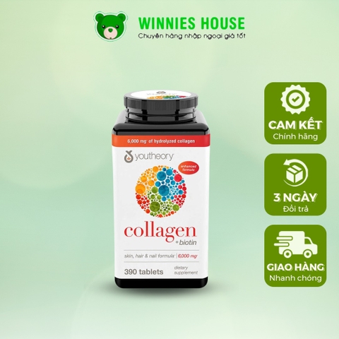 Viên Uống Chống Lão Hóa Da Collagen Youtheory Type 1-2-3 390 Viên