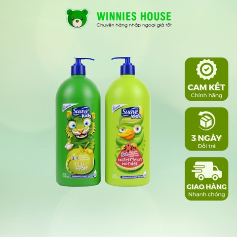 Sữa tắm gội xả Suave Kids 3 in 1 mẫu mới chai có vòi 1.8 Lít