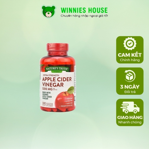 Viên Uống Giảm Cân Giấm Táo APPLE CIDER VINEGAR 1200mg 180v Của Mỹ