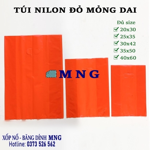 Túi nilon shop màu đỏ loại Mỏng Dai