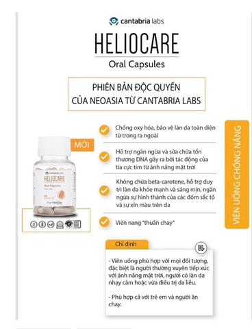 PHIÊN BẢN ĐỘC QUYỀN CỦA NEOASIA TỪ CANTABRIA LABS/ HELIOCARE ORAL CAPSULES 