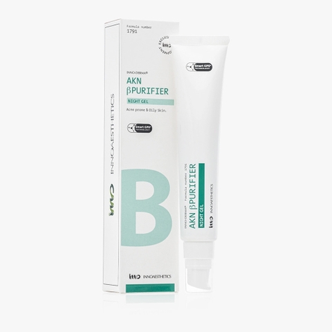 INNOAESTHETICS AKN BPURIFIER NIGHT GEL / GEL BAN ĐÊM DÀNH CHO DA DẦU MỤN, ĐIỀU TIẾT BÃ NHỜN, GIẢI ĐỘC CHO DA, THU NHỎ LỖ CHÂN LÔNG, THÚC ĐẨY QUÁ TRÌNH CHỮA LÀNH DA
