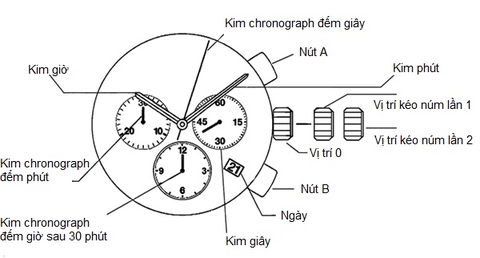 Cách chỉnh ngày giờ cho đồng hồ có chức năng Chronograph