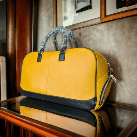Túi Boston BALENGA đựng quần áo chất liệu da bò Clemence Italy cao cấp | Màu Vàng