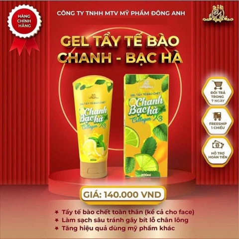 GEL TẨY TẾ BÀO DA CHẾT CHANH BẠC HÀ COLLAGEN X3