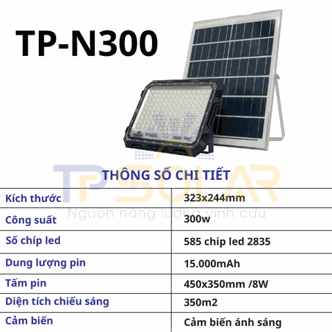 Đèn Pha Chống Chói Năng Lượng Mặt Trời Bản Tiêu Chuẩn TP-N300