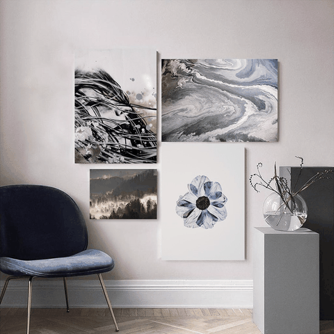 BỘ 4 TRANH TRỪU TƯỢNG TRẮNG ĐEN