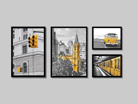 BỘ 4 TRANH TƯƠNG PHẢN SẮC VÀNG