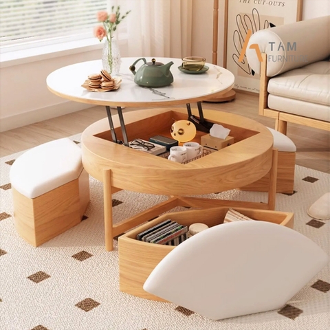 Bộ Bàn Sofa Kết Hợp Ghế Đôn Cavo - TAM Furniture