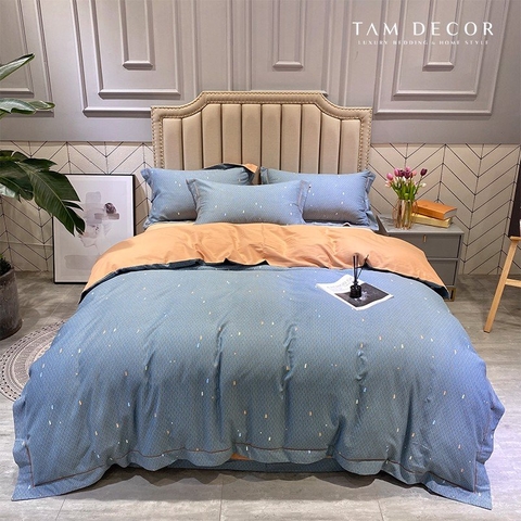 BỘ COTTON XANH BIỂN - HỌA TIẾT Ô VUÔNG NHỎ