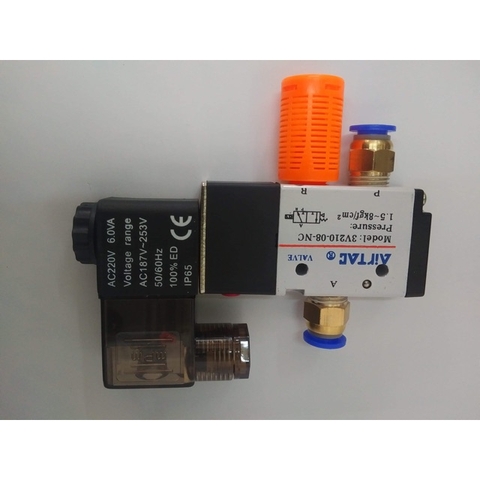 Van điện từ 3v210 ( combo có đầu nối & giảm thanh)