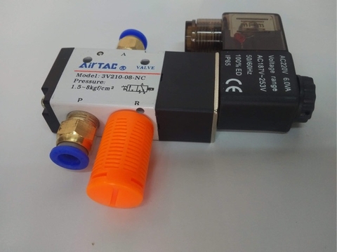 Van điện từ 3v210 ( combo có đầu nối & giảm thanh)