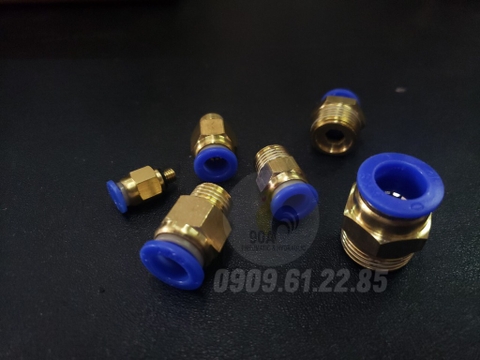 Nối hơi pu có ren - Xanh đen,Nối 4 ren M5