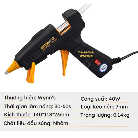 Súng bắn keo nến 7mm công suất 40W Wynn's
