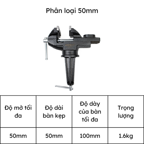 Ê tô kẹp 50mm 80mm bàn mâm xoay 360 độ Wynn's chất liệu gang đúc nguyên khối cao cấp, eto kẹp nguội đa năng