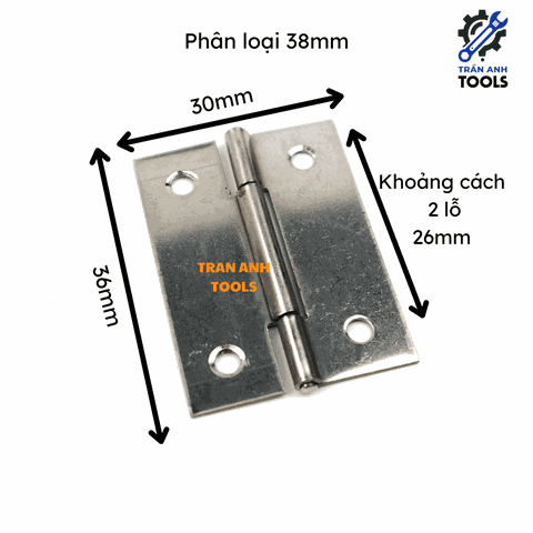 Bản lề lá Inox bóng nhiều kích thước, bản lề lá sắt xi Trần Anh Tools