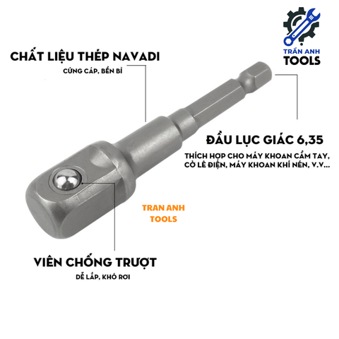 Bộ 3 đầu chuyển từ bắn vít sang bu lông các cỡ 1/4 3/8 1/2 đa năng, đầu chuyển từ máy vặn vít sang máy siết ốc