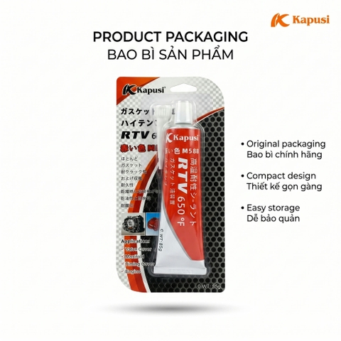 Keo Silicone Chịu Nhiệt Kapusi M588 RTV 650°F (343°C) 85g - Keo Làm Gioăng Động Cơ Ô Tô Xe Máy