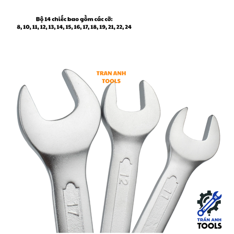Bộ Cờ Lê 14 Chi Tiết Wynn’s 8-24Mm Thép Crom Vanadi CR-V Siêu Bền Túi Vải Chuyên Dụng Sửa Chữa Xe Máy Ô Tô