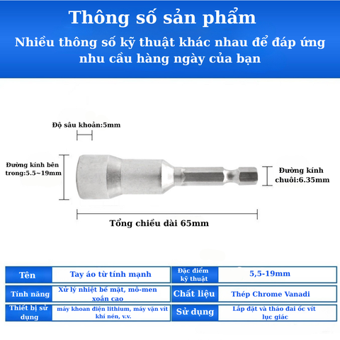 Đầu chụp có nam châm