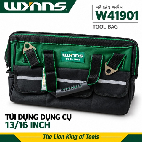Túi đựng dụng cụ W41901 Wynn's Tools kích cỡ 13 16 inch, túi đựng đồ nghề dung tích lớn nhiều ngăn kèm quai đeo chéo