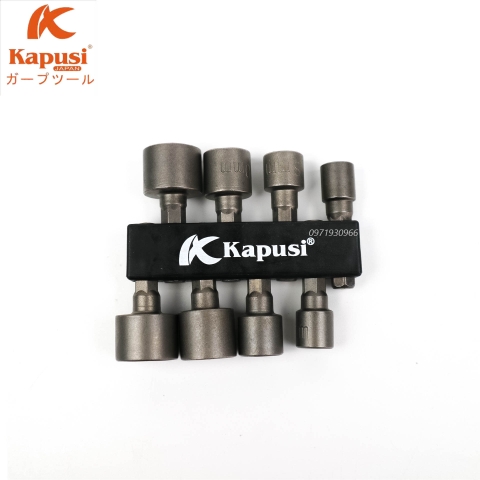 Bộ 8 Khẩu Tuýp Kapusi Vặn Ốc Lục Giác Gắn Máy Khoan kích cỡ 6mm-13mm, Bộ Đầu Vít Bắn Tôn Hàng Chất Lượng Cao