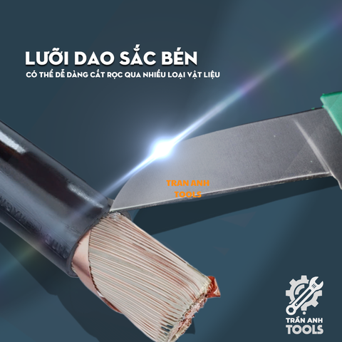 Dao Tuốt Cáp Lưỡi Thẳng Wynn's W4391 - Dao Rọc Cáp Chuyên Dụng, Thiết Kế Công Thái Học, Đầu Bọc Bảo Vệ An Toàn