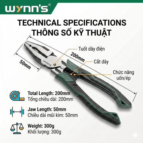 W3460 Kìm Điện Đa Năng 8 Inche Wynn's