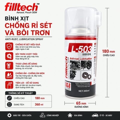 Bình Xịt Mỡ Chịu Nhiệt Filltech L-520 Mỡ Bôi Trơn Filltech Hàn Quốc Chịu Nhiệt Độ và Áp Lực Lớn