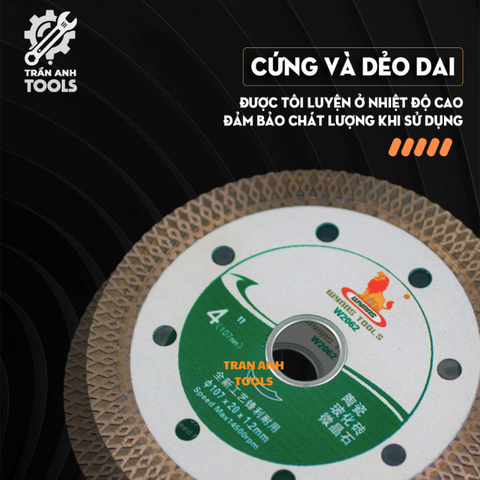 Lưỡi cắt đa năng Wynn's 107mm cắt gạch men, đá ceramic hoa cương, sắt, gỗ siêu mỏng siêu ngọt, đá cắt đa năng độ bền cao
