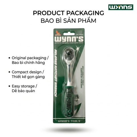 (W2595A) Cờ lê bánh cóc tay cầm cong 1/4