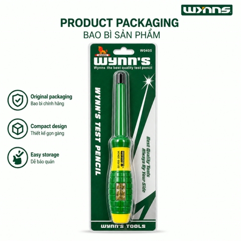 Bút thử điện 1000V Wynn's cao cấp tay cầm bọc nhựa TPE cách nhiệt cách điện đủ các cỡ, Bút điện tô vít cách điện đa năng