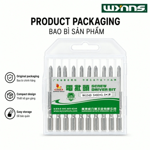 Mũi bắn vít đầu 4 cạnh chiều dài 60mm Wynn’s Tools đủ các cỡ