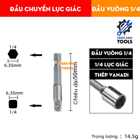 Bộ 3 đầu chuyển từ bắn vít sang bu lông các cỡ 1/4 3/8 1/2 đa năng, đầu chuyển từ máy vặn vít sang máy siết ốc