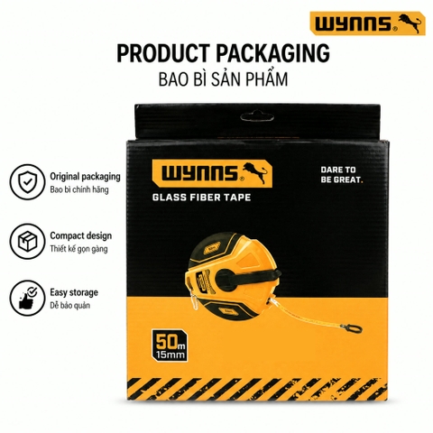 Thước dây sợi thủy tinh cao cấp Wynn's 30m 50m Thước cuộn, thước vải, thước đo công trình chuyên dụng