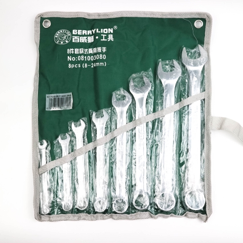 Bộ cờ lê 8-24 8 chi tiết chính hãng Berrylion chất liệu CRV không gỉ siêu cứng siêu bền, bộ vòng miệng nhỏ gọn tiện dụng