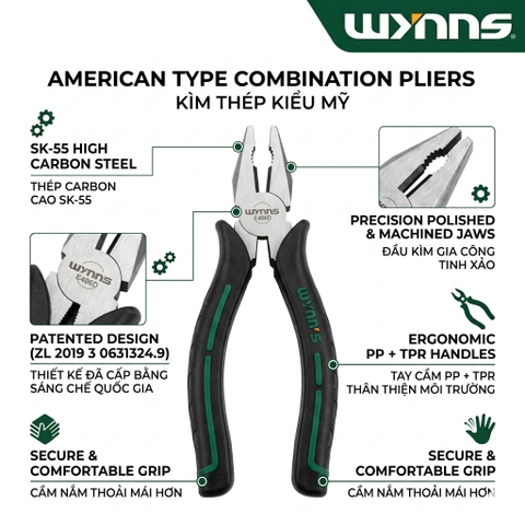 (E406D) Kìm cắt dây kiểu Mỹ 6 inch ( Tay cầm đặc biệt )