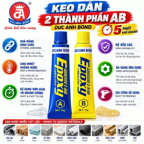Keo dán hai thành phần Epoxy Đức Anh 20g