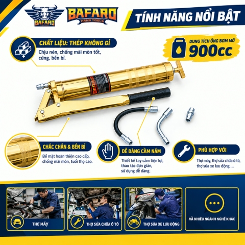 Bơm mỡ 900 Yeti 2 ti Bafaro