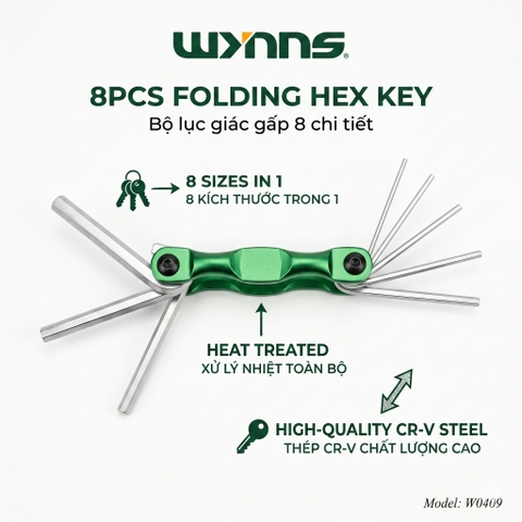 Bộ Lục Giác Gấp Gọn Xếp Đầu Lục giác 8 Chi Tiết Wynn's