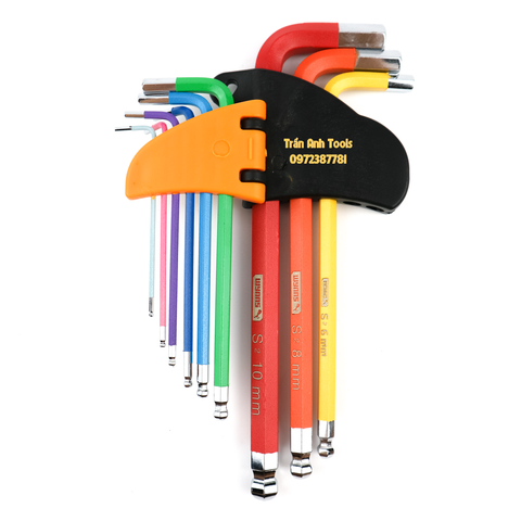 Bộ lục giác màu đầu bi Wynn's F041239 dài 18cm chất liệu S2 cao cấp, bộ lục giác màu 9 chi tiết hàng chất lượng cao