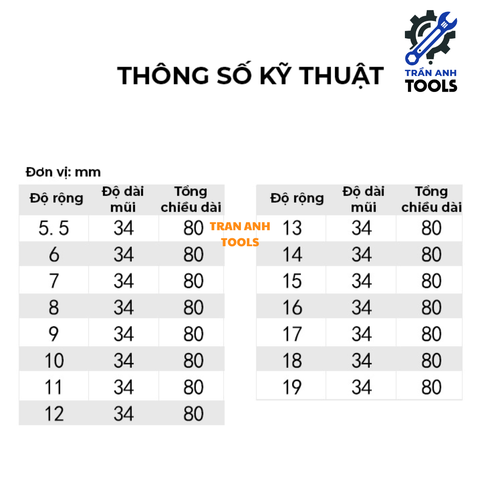 Đầu chụp bulong bắt vít chuôi lục giác chiều dài 80mm các cỡ từ 5.5-19mm